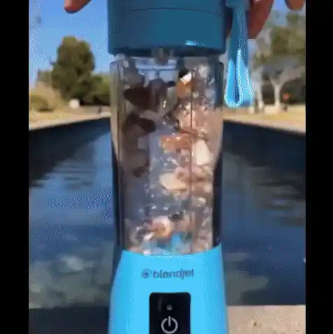 Portable blender in action