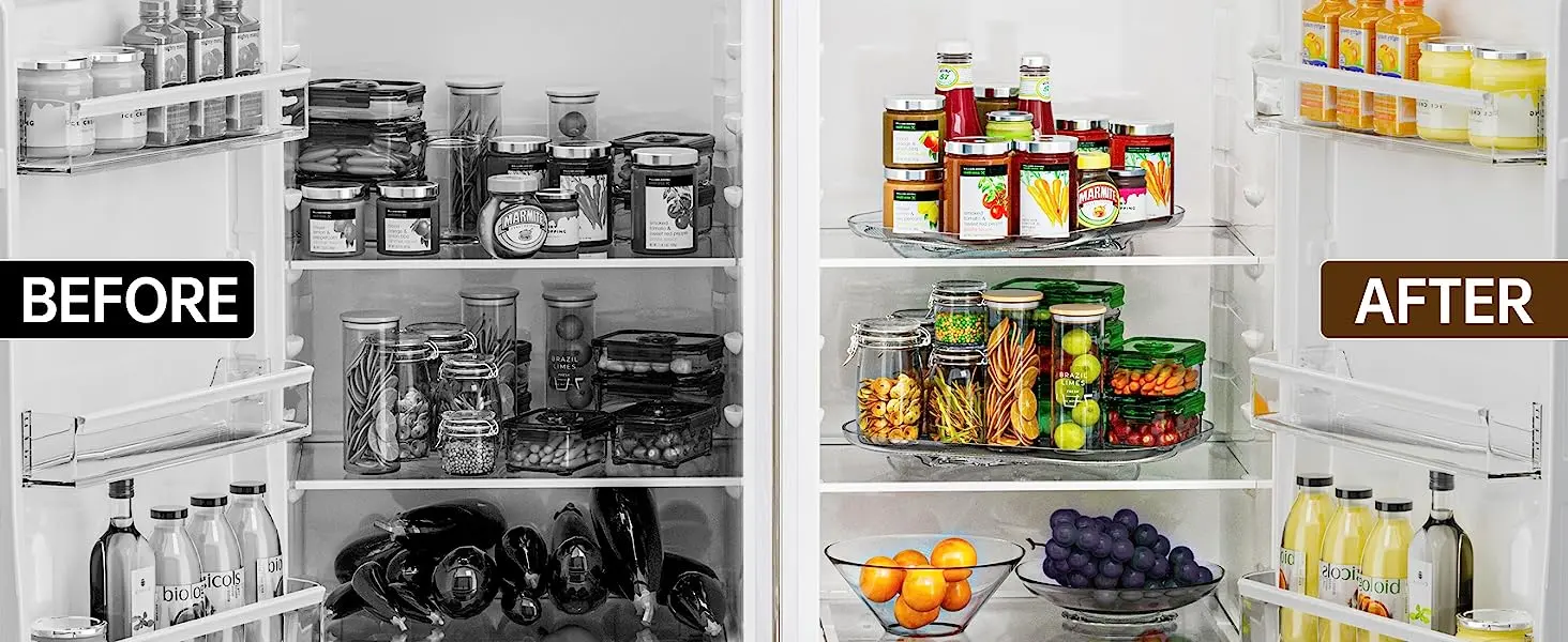 Lazy Susan on refrigerator shelf