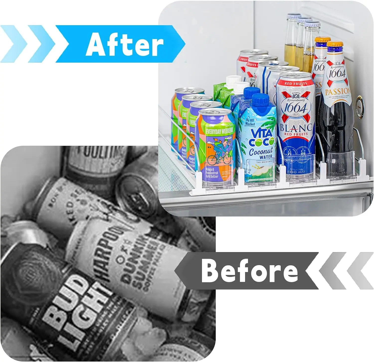 Drink organization in fridge